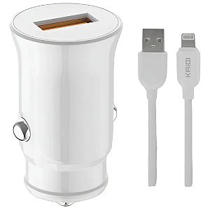 CARREGADOR VEICULAR TURBO QC 3.0 18W TIPO A - KAIDI - KD-501A