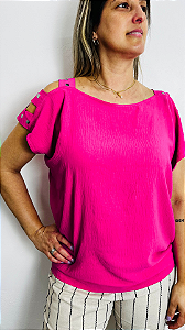 BLUSA AIR FLOW ROSA PINK DETALHES MANGA