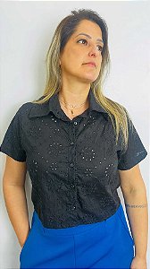 CROPPED CAMISA EM LESE PRETO G