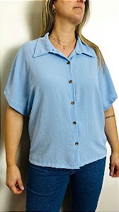 CAMISA CROPPED CREPE DUNA AZUL GG