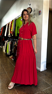 VESTIDO LONGO VISCOSE VERMELHO GG