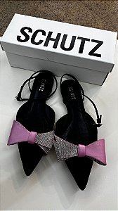SAPATILHA BICO FINO PRETA E ROSA 38