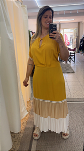 VESTIDO LONGO AMARELO, CREME E OFF WHITE G2