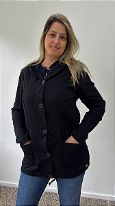 CASACO LINHO ALONGADO C/CAPUZ PRETO M