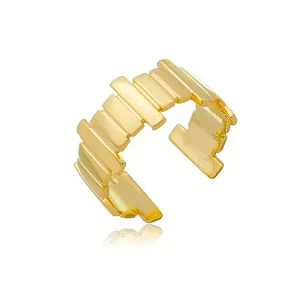 ANEL COROA ASSIMÉTRICA AJUSTÁVEL BANHADO A OURO 18K