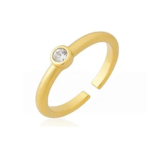 ANEL BRILHO ÚNICO 2MM AJUSTÁVEL BANHADO A OURO 18K