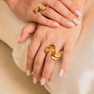 ANEL CORAL BANHADO A OURO 18K