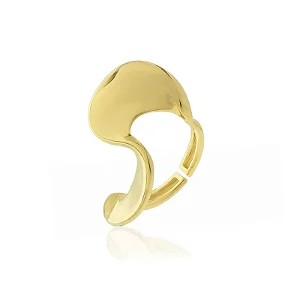 ANEL ONDAS DO MAR BANHADO A OURO 18K