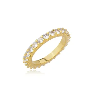 ANEL RIVIERA ZIRCÔNIA 2,5MM BANHADO A OURO 18K