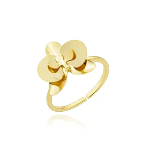 ANEL RIQUEZA DE ORQUÍDEA BANHADO A OURO 18K