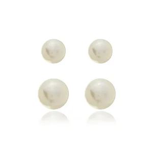 BRINCOS CONJUNTO PÉROLA 8 E 10 MM BANHADO A OURO 18K