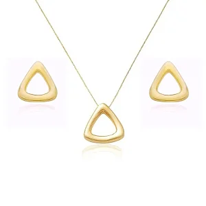 CONJUNTO TRIANGULO MODERN BANHADO A OURO 18K