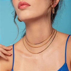 CHOKER LAMINADA FITA BANHADO A OURO 18K