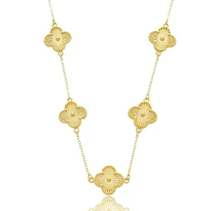CORDÃO FLOR RICA DOURADA LONGO BANHADO A OURO 18K