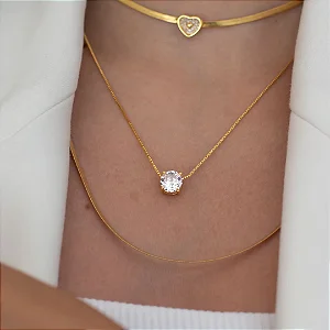 COLAR PONTO DE LUZ 8MM BANHADO A OURO 18K