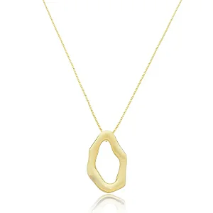 CORDÃO ONDAS ABSTRATAS VAZADO BANHADO A OURO 18K