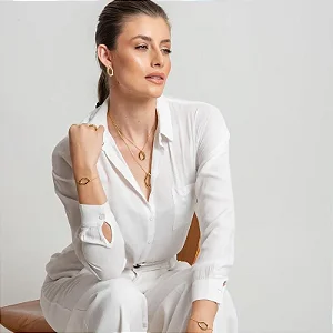 COLAR VIENA ORGANIC BANHADO A OURO 18K