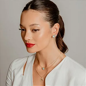 COLAR CORAÇÃO AZUL BABY BANHADO A OURO 18K