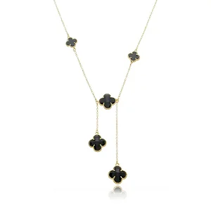 CORDÃO FLOR RICA NOIR BANHADO A OURO 18K