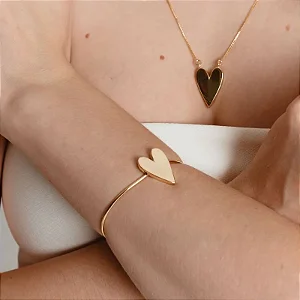 BRACELETE CORAÇÃO AMOUR BANHADO A OURO 18K
