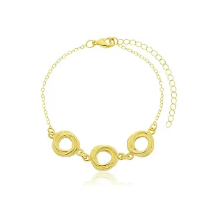 PULSEIRA TRÍPLICE ANEL VOLTAS BANHADA A OURO 18K