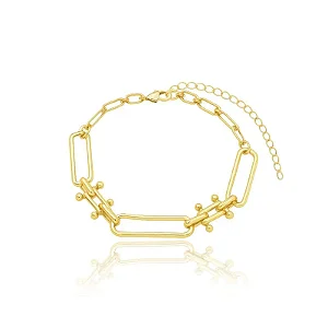 PULSEIRA TREM E TRILHOS BANHADA A OURO 18K