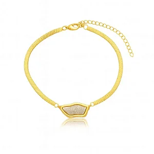 PULSEIRA PEDRA ABSTRATA LINDA BANHADA A OURO 18K