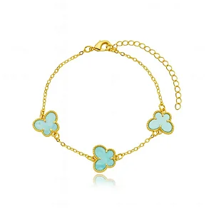 PULSEIRA PAPILLON BLEU BANHADA A OURO 18K