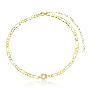 CHOKER TRIPLICE CONEXÕES PEDRA ZIRGÔNIA BANHADA A OURO 18K
