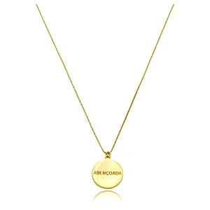 CORDÃO GRAVADO ABENÇOADA BANHADO A OURO 18K