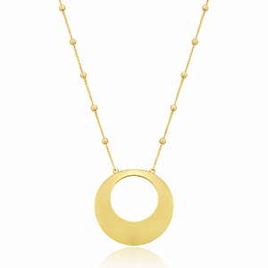 CORDÃO LUA ESFERA VAZADO BANHADO A OURO 18K