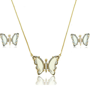 PAPILLON NOIR CONJUNTO BANHADO A OURO 18K