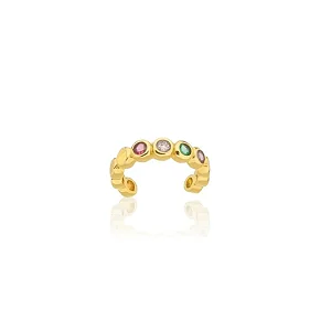 PIERCING COLORIDO EM ZIRGÔNIAS BANHADO A OURO 18K