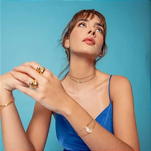 PULSEIRA GOTA ZIRGÔNIA CONECTADA DUPLA BANHADA A OURO 18K