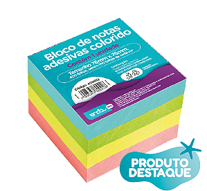 Bloco de Notas Adesivas Colorido 76mm x 76mm - ONDA