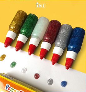 Cola escolar colorida com glitter 6 cores 25g - IRIS
