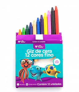 Giz de Cera 12 Cores Fino - ONDA
