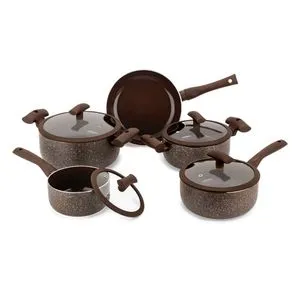 Conjunto de Panelas Soft Touch Antiaderente Marrom 5 Peças Alumínio Pa3005pma 0PA300005PMA1 - Hercules