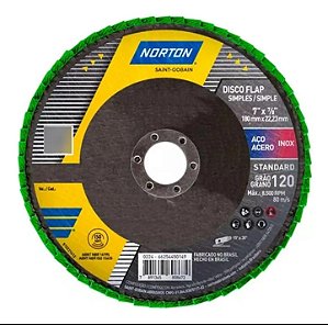 DISCO LIXA FLAP 7" X 7/8 NORTON GRÃO 80