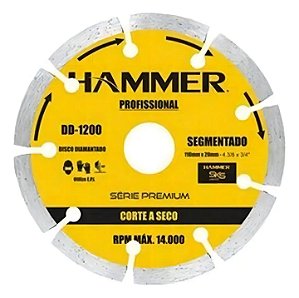 DISCO CORTE DIAMANTADO 180MM X 7MM X 22,23 SEGMENTADO HAMMER