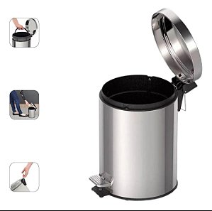 Lixeira Tramontina Inox 5L com Pedal–Balde Interno Removível