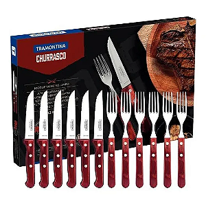 KIT CHURRASCO INOX 12PC VERMELHO TRAMONTINA