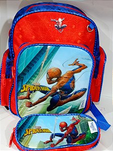 Kit Escolar Mochila e Estojo Homem Aranha