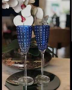 Conjunto 2 Taças de Vidro Azul com Poás 200ml – Wolff