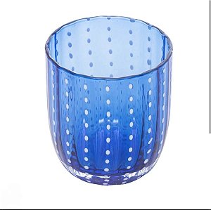 Copos de Vidro Azul com Poás Brancos Wolff – Jogo com 2 unidades (300ml cada)