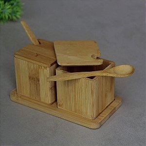 Porta Condimentos Duplo de Bambu Mimo