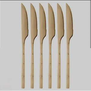 Conjunto de Facas Lyor Bambu Elegant – 6 Unidades | Aço Inoxidável 22,3 cm