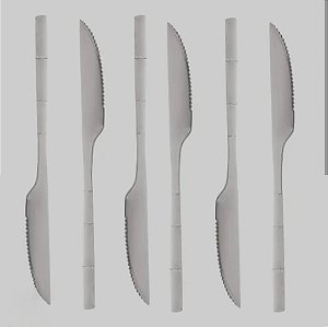 Conjunto de Facas Lyor Bambu Elegant – 6 Unidades | Aço Inoxidável 22,3 cm