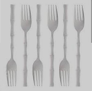 Conjunto de Garfos de Mesa Lyor Bambu Elegant – 6 Unidades | Aço Inoxidável 20 cm