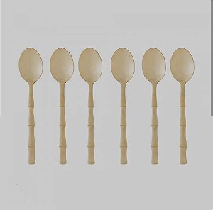 Conjunto de Colheres de Sobremesa Lyor Bambu Elegant Champanhe – 6 Unidades | Aço Inoxidável 15,2cm